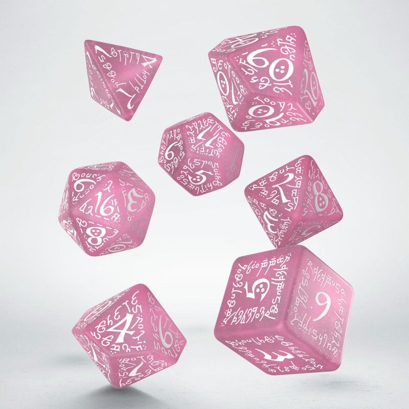 Q Workshop | Shimmering Pink & White | Elvish Dice Set