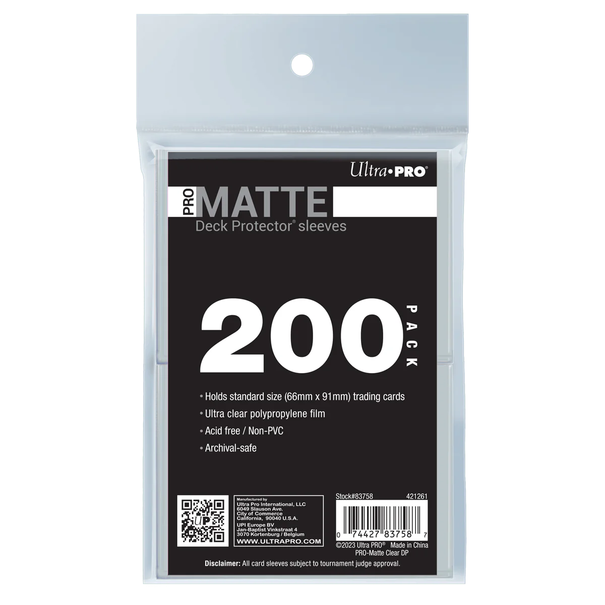 Ultra Pro - PRO-Matte Standard Deck Protector Sleeves Bundle (200ct) - Clear