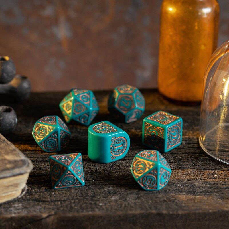 Q Workshop | Nautical Apparatus Modern Dice Set | Steampunk Clockwork