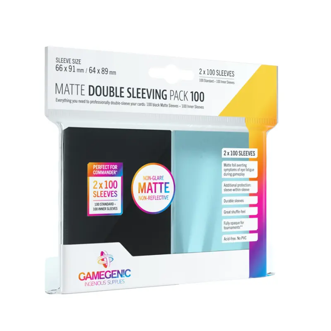 Gamegenic | Black and Clear | Matte Double Sleeving Pack 100 (200 Stk.)