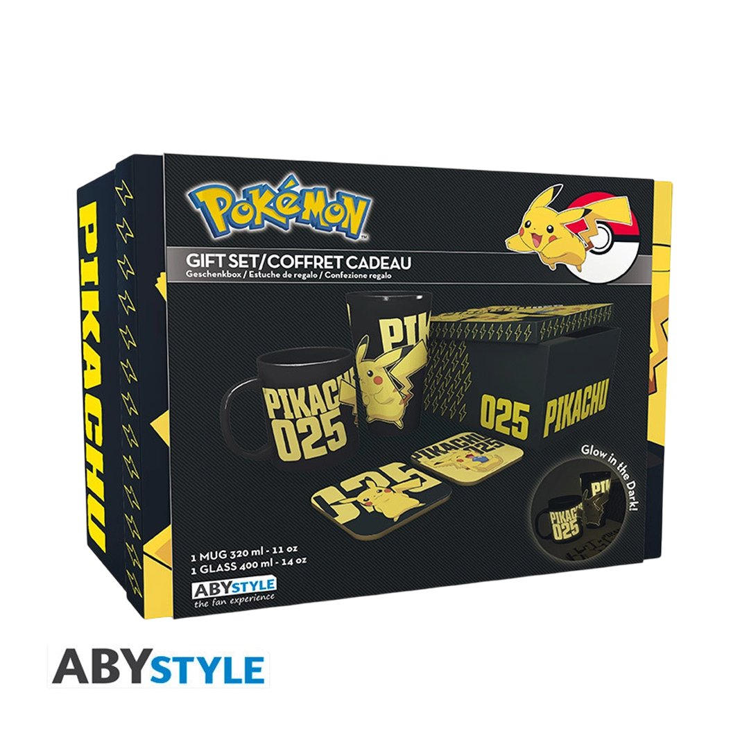 Abysse: Pokémon Glow in the Dark Geschenkset – XXL-Glas, Tasse & 2 Untersetzer