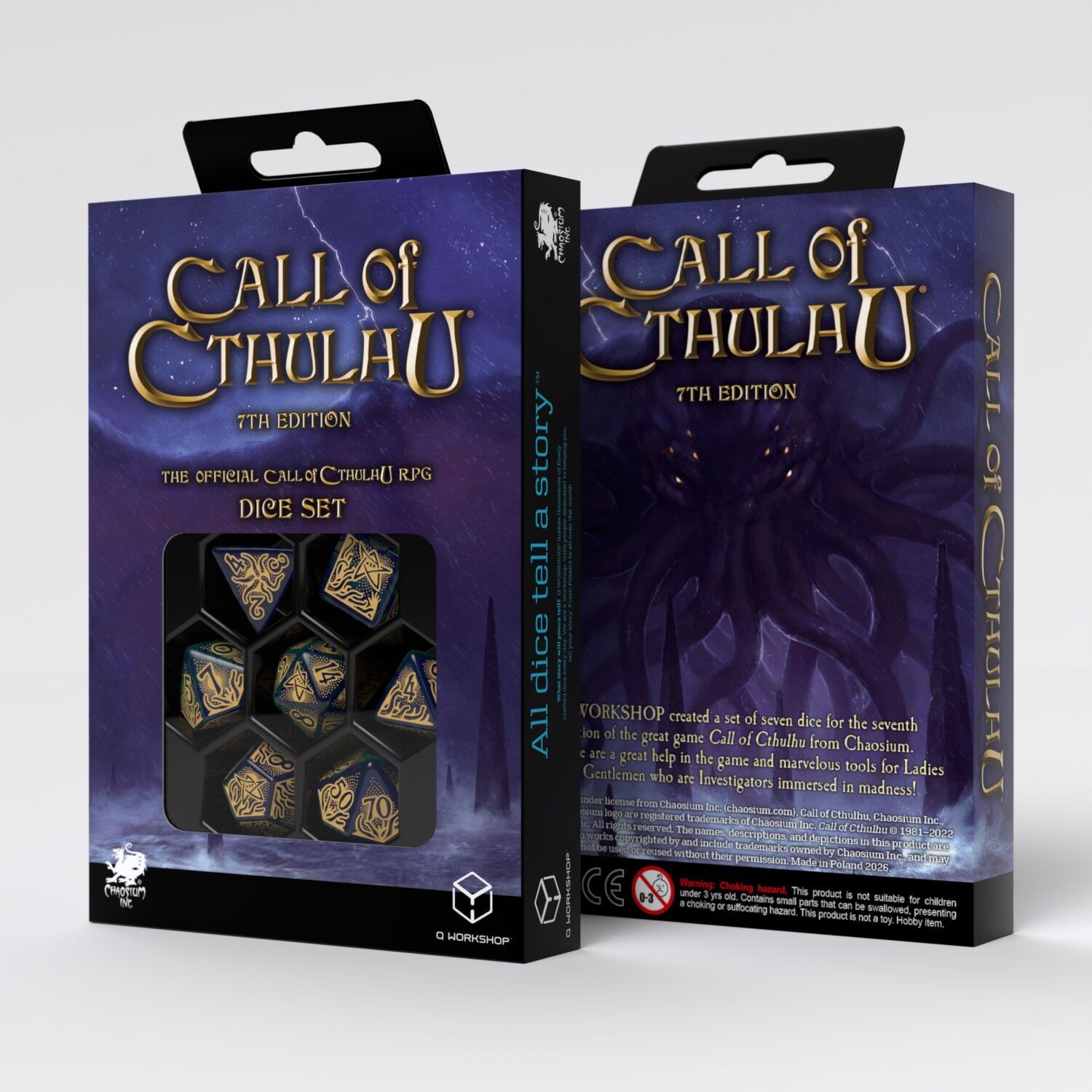 Q Workshop | Blue-Green & Gold | Call Of Cthulhu Dice Set