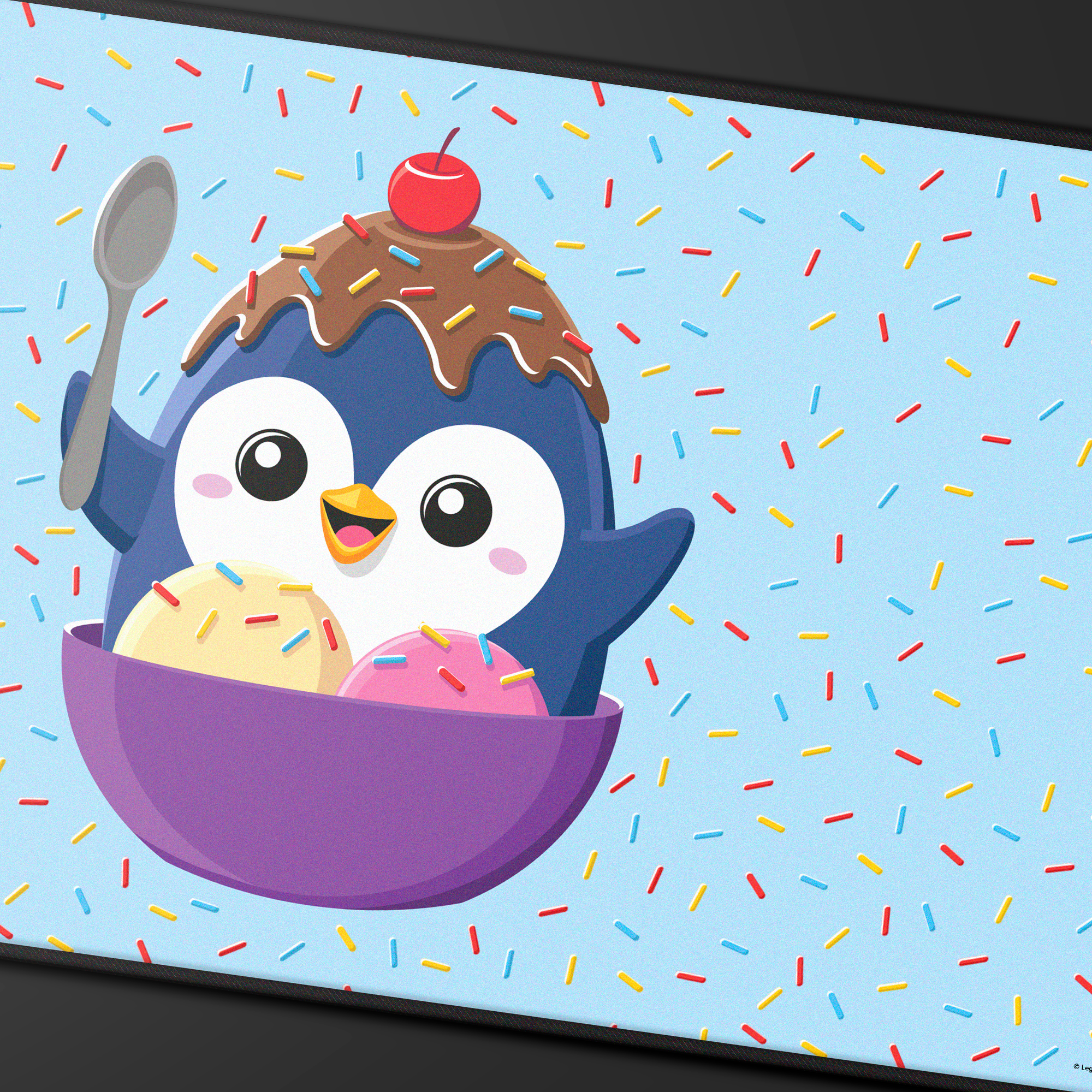 Ultra Pro | Ice Cream Penguin | Black Stitched-edge Playmat