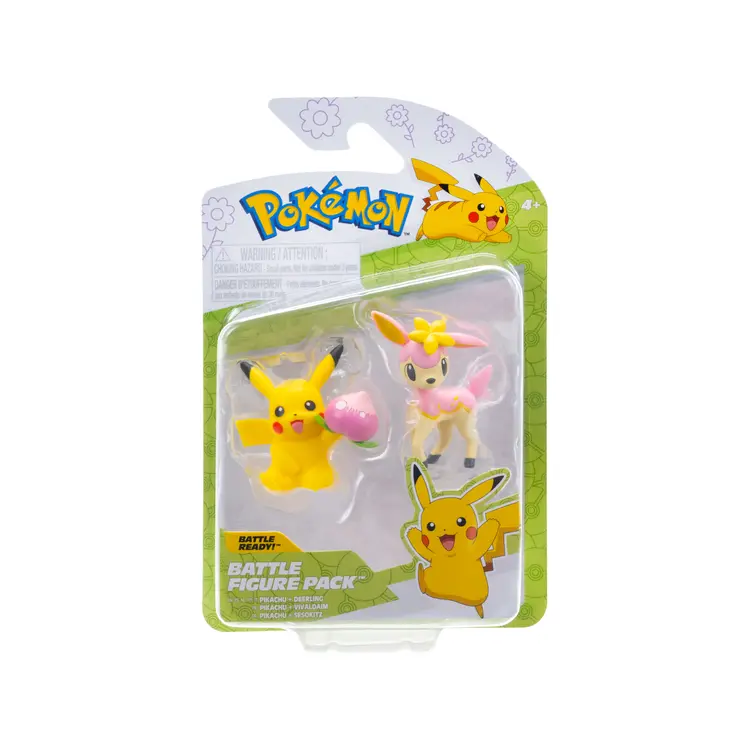 Pokémon | Battle Figure 2 Pack | Spring Pikachu with Pecha Berry & Spring Deerling