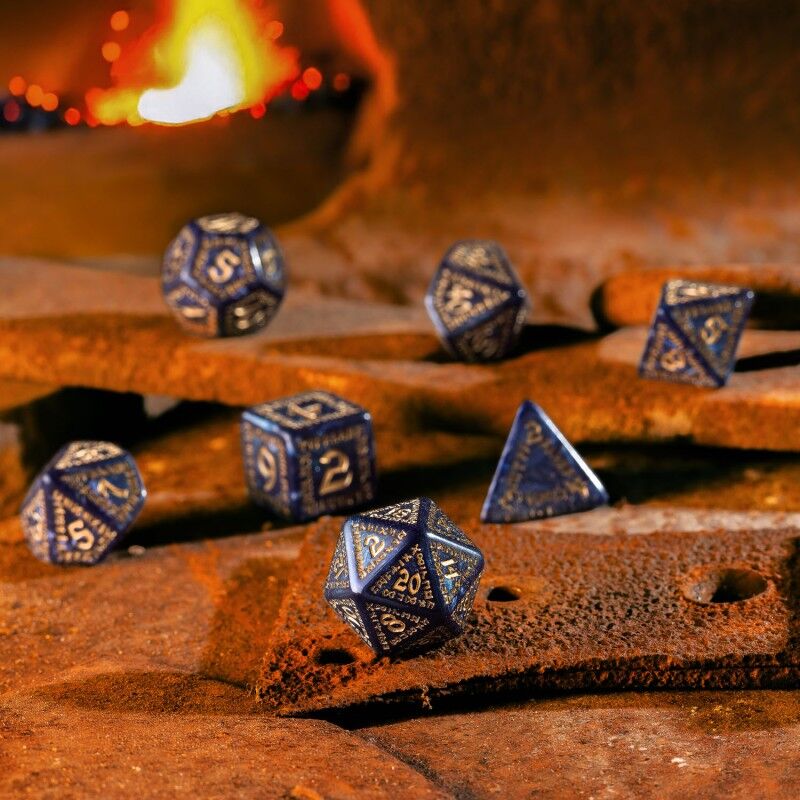 Q Workshop | Mixed-Blue & Gold | Runic Dice Set