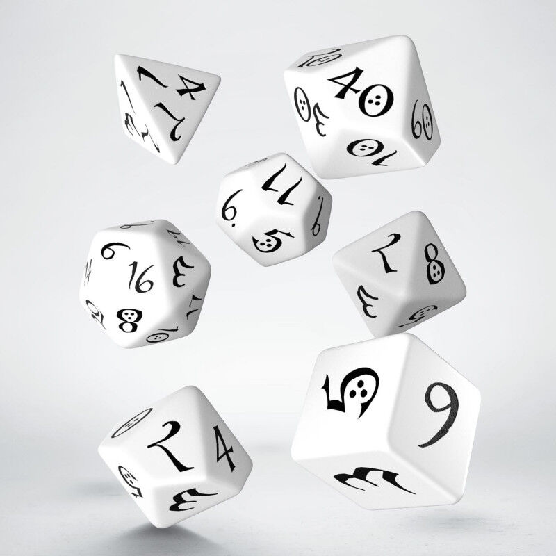 Q Workshop | White & Black | Classic RPG Dice Set