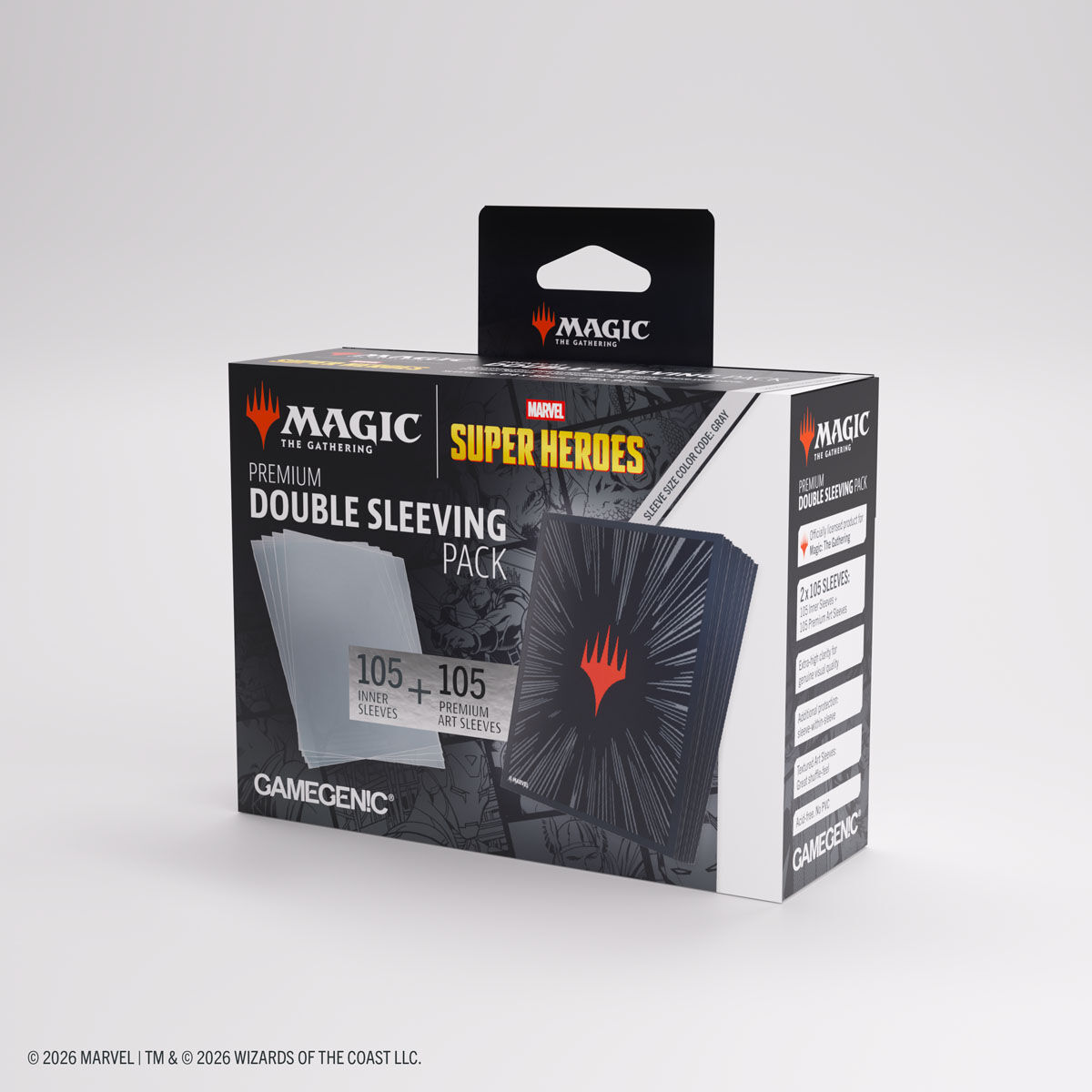 Gamegenic | Marvel Super Heroes - Comic Burst Black | Premium Double Sleeving Pack