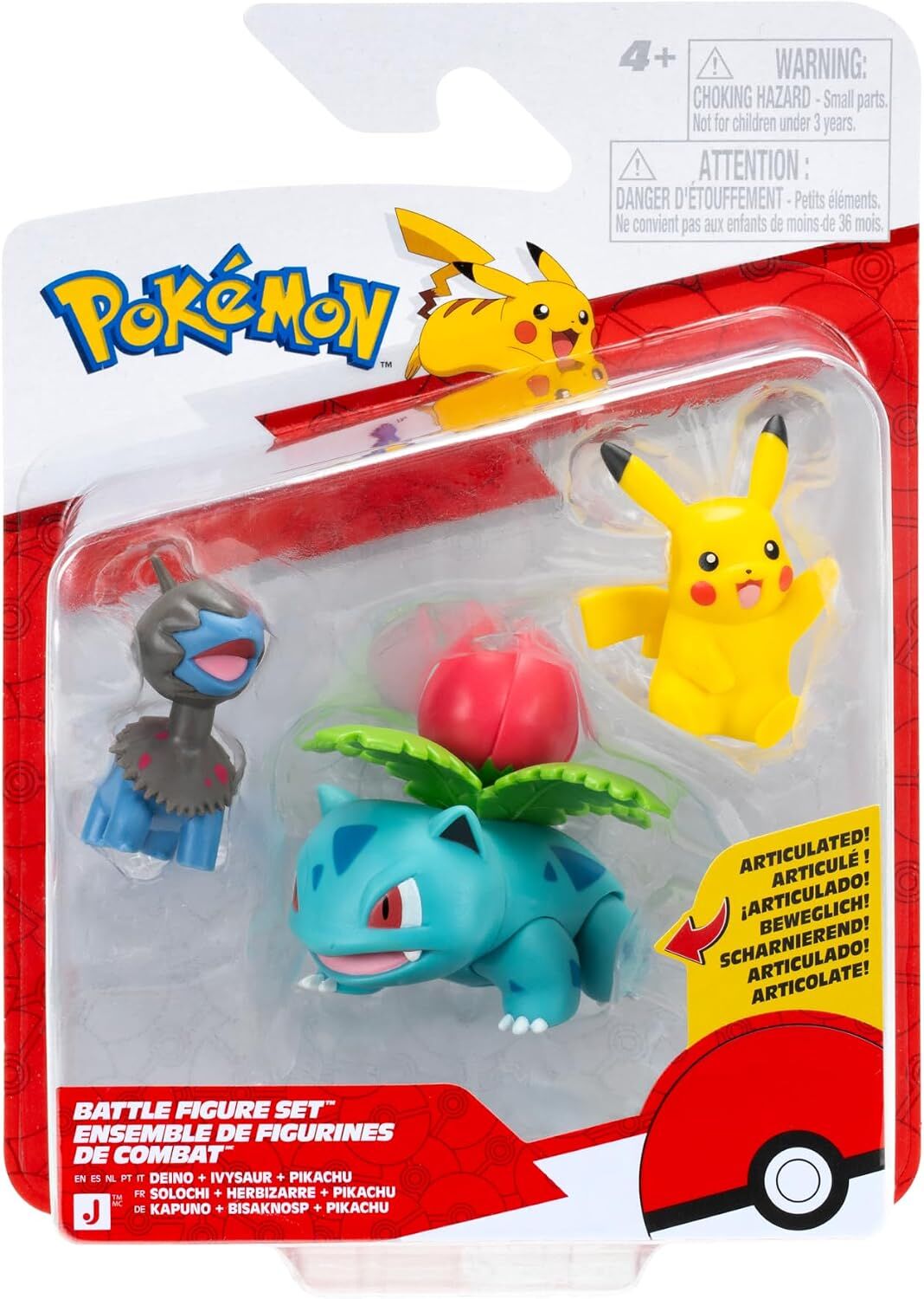 Pokémon | Pikachu, Deino & Ivysaur | Battle Figure Set